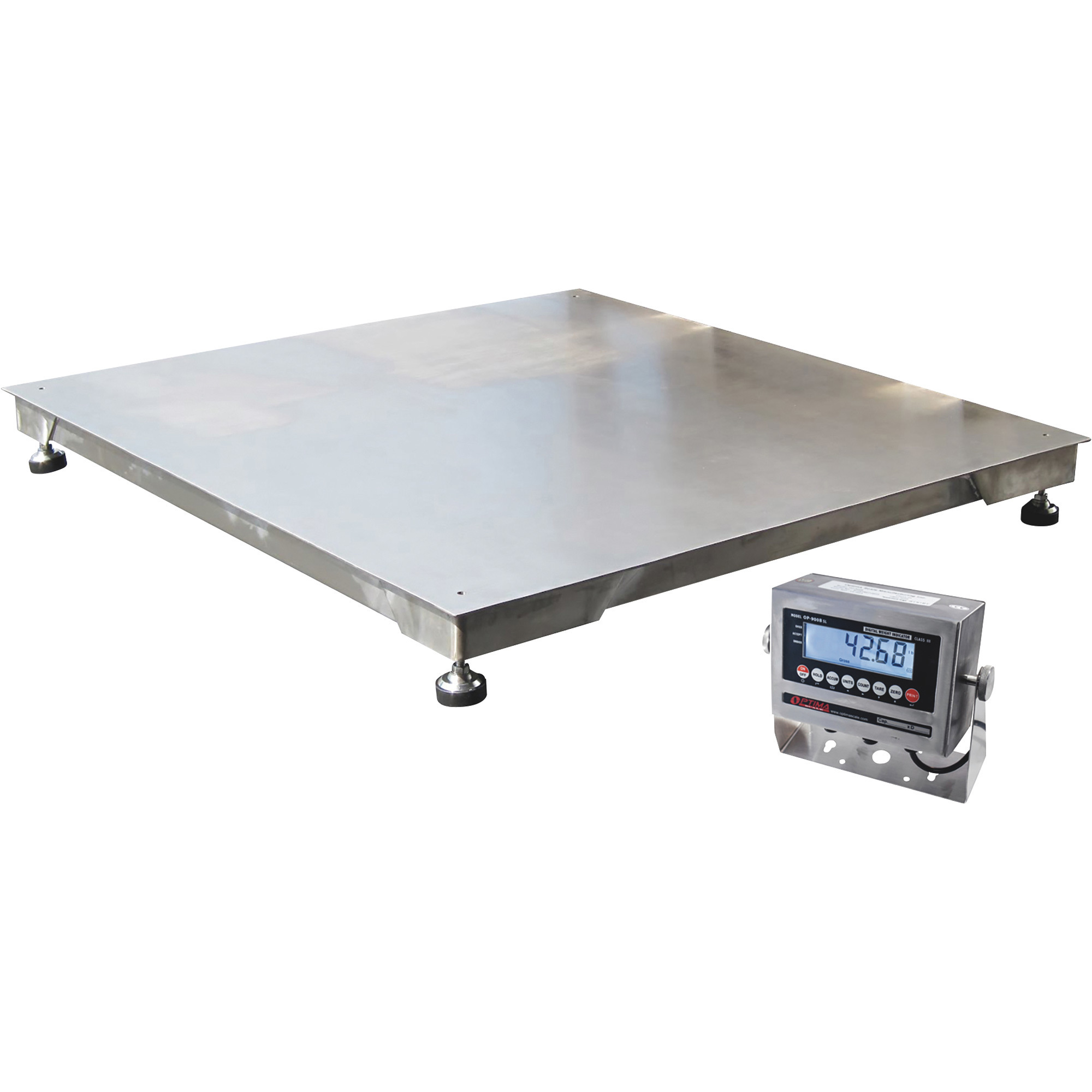 Optima Scale 48in. x 48in. Floor Scale, 5000-Lb. Capacity, 1-Lb. Display Increments, Model# OP-916SS-4X4-5K